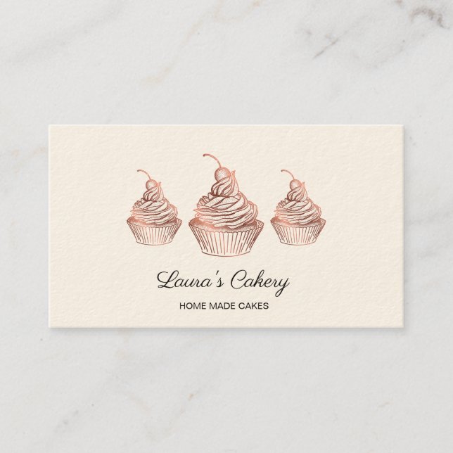 Cakes & Sweets Cupcake Home Bakery Rustic Vintage Visitenkarte (Vorderseite)