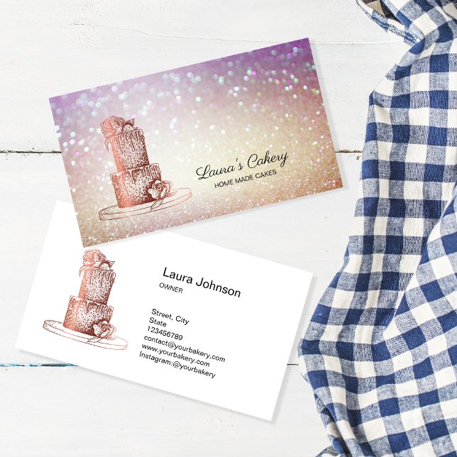 Cakes & Sweets Cupcake Home Bakery Rustic Vintage Visitenkarte (Von Creator hochgeladen)