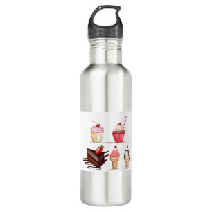 Cakes Wasserfarbenes Bäckerei Süßigkeiten Cupcakes Edelstahlflasche