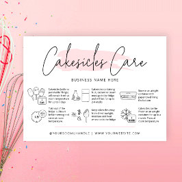 Cakesicles Care Instructions Light Pink Watercolor Visitenkarte