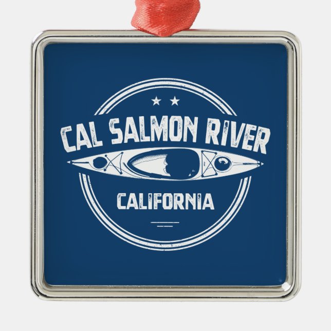 Cal Salmon River California Kayaking Ornament Aus Metall (Vorne)