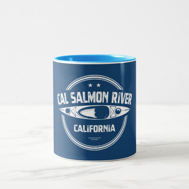 Cal Salmon River California Kayaking Zweifarbige Tasse (Mittel)