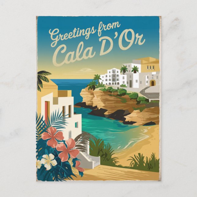 Cala d'Or Spanien Vintag Postkarte (Vorderseite)