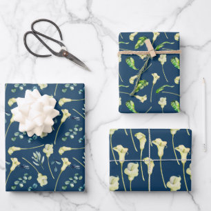 Cala Lilies und Eukalyptus Geschenkpapier Set