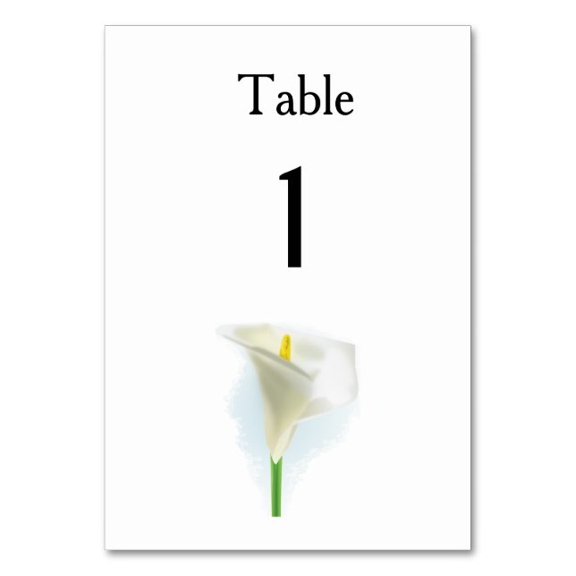Cala Lily Moderne einfache Hochzeitsvorstellungen Tischnummer (Vorderseite)