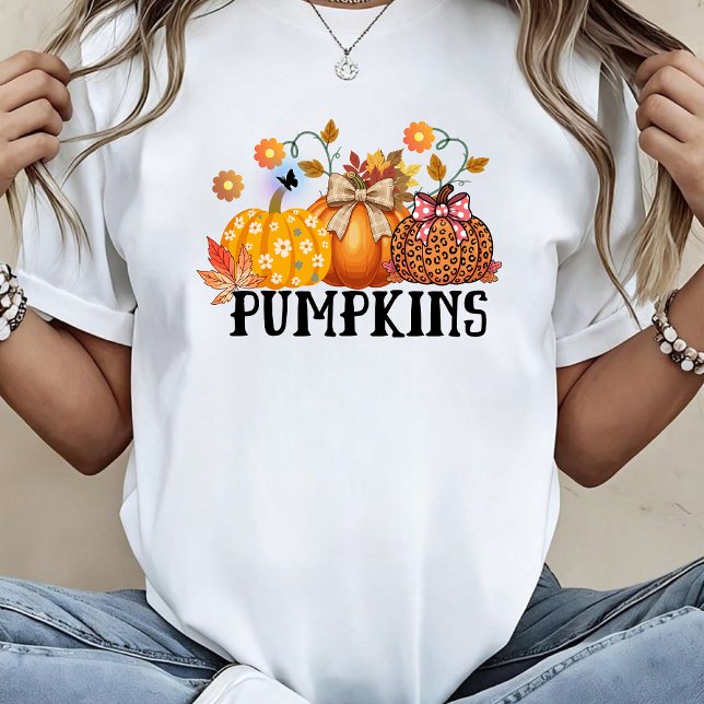 Calabaza de leopardo con estampado floral bohemio  T-Shirt (Von Creator hochgeladen)