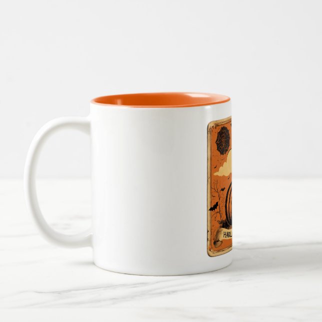 Calabaza Vintage "Halloven" Zweifarbige Tasse (Links)
