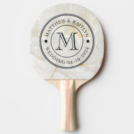 Calacatta Gold Marble Stone Wedding Monogram Tischtennis Schläger