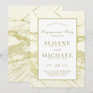 Calacatta Marble Gold Elegante Engagement-Partei Einladung