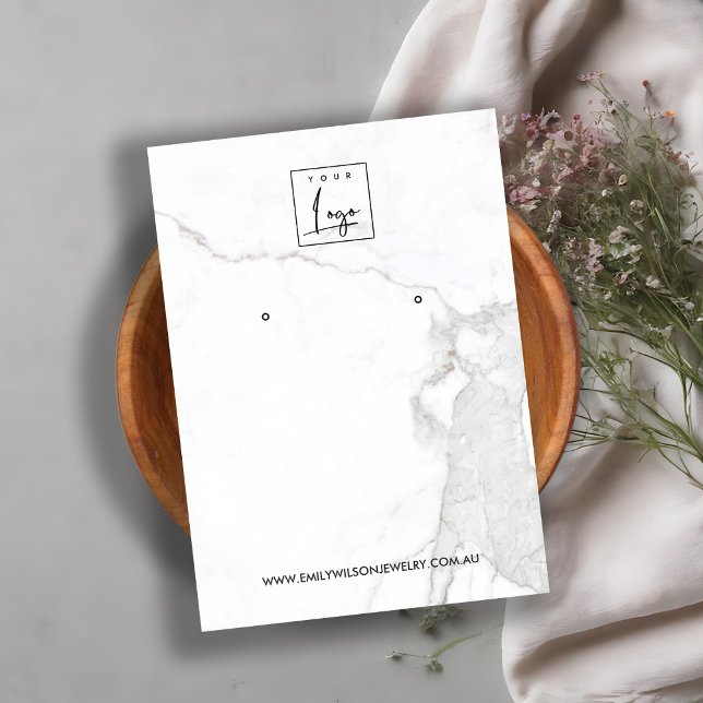 CALACATTA MARBLE TEXTURE STUD EARRING DISPLAY-KART VISITENKARTE (Von Creator hochgeladen)