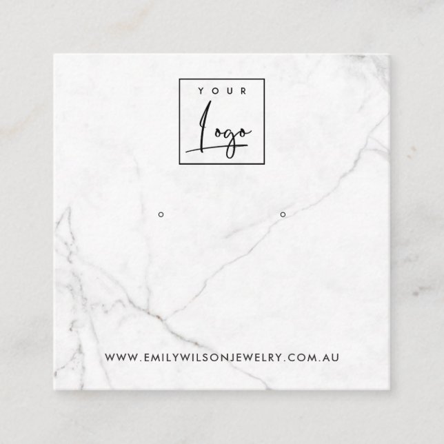 CALACATTA MARBLE TEXTURE STUD EARRING DISPLAY QUADRATISCHE VISITENKARTE (Vorderseite)