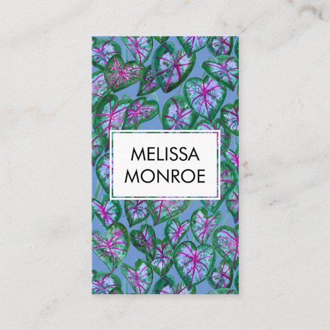 Caladium Blätter Tropical Bold Botanical Visitenkarte (Vorderseite)