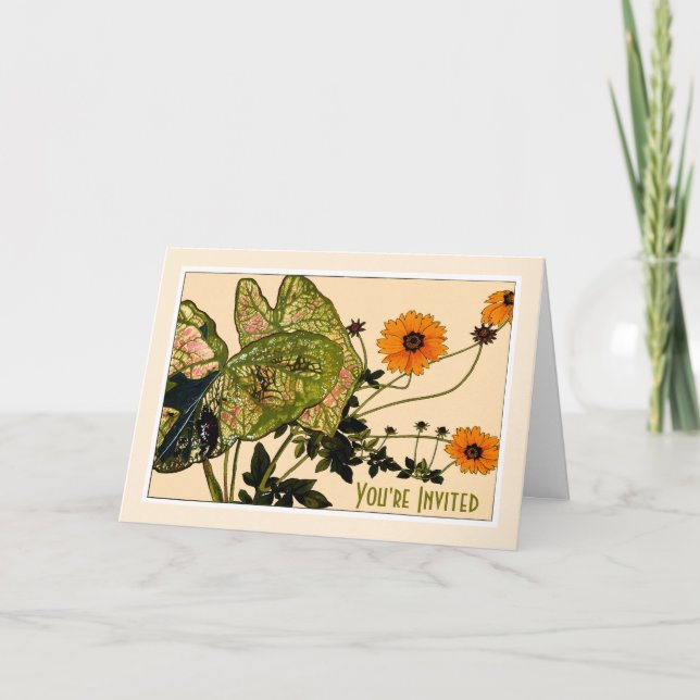 Caladium & Coreopis Blume, Botanicals-Customize Einladung (Vorderseite)