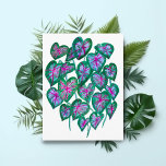 Caladiums Pink & Green Blätter Wasserfarben Kunst, Postkarte<br><div class="desc">Bist du ein Fan von Kaladien? Schicken Sie diese farbenfrohen Aquarell-Blätter an Ihre Freunde und Familie. Fügen Sie Ihren eigenen Text hinzu! Danke,  dass du meine Kunst einkaufst! Karo meine anderen Postkarten und Artikel raus und vergewissere dich,  mich auf instagram @shoshannahscribbles zu markieren</div>