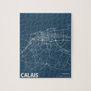 Calais France Minimalistisch City Map Line Art Puzzle