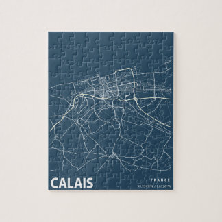 Calais France Minimalistisch City Map Line Art Puzzle
