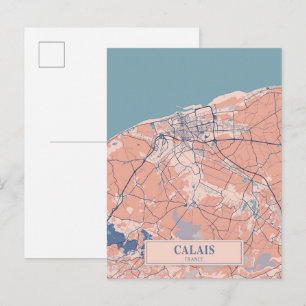 Calais Frankreich Windige Stadtplan Reise Postkarte