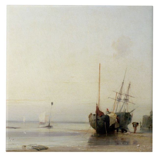 Calais-Pier, c.1823-24 (Öl auf Platte) Fliese (Vorderseite)