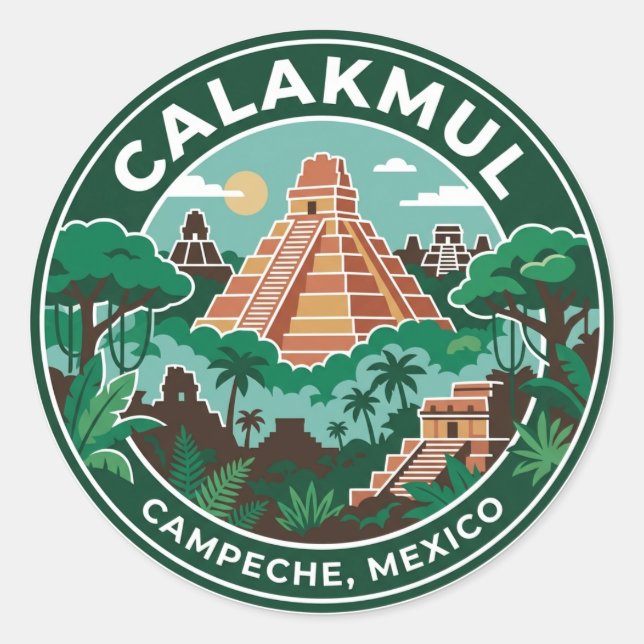 Calakmul Mexiko Runder Aufkleber (Vorderseite)