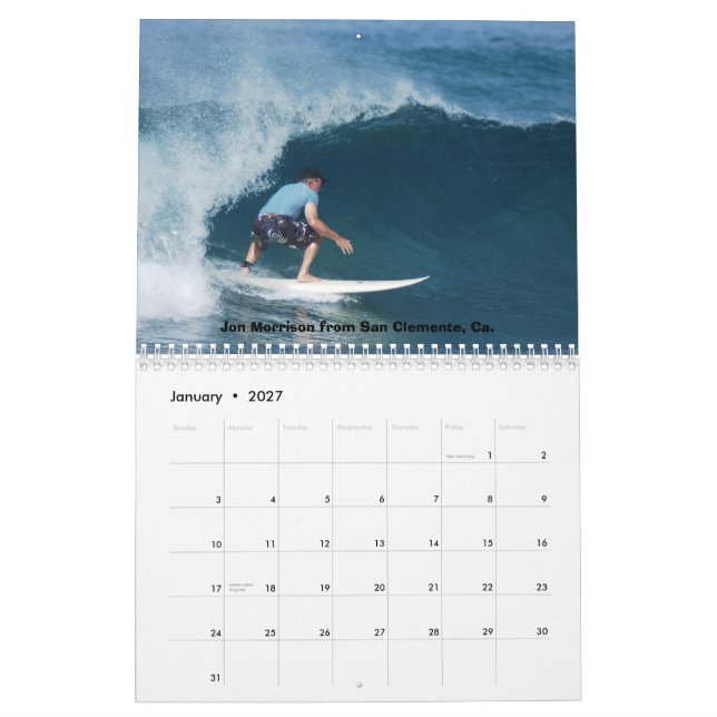 Calander, alte Typ-Brandung Costa Rica Kalender (Jan 2027)