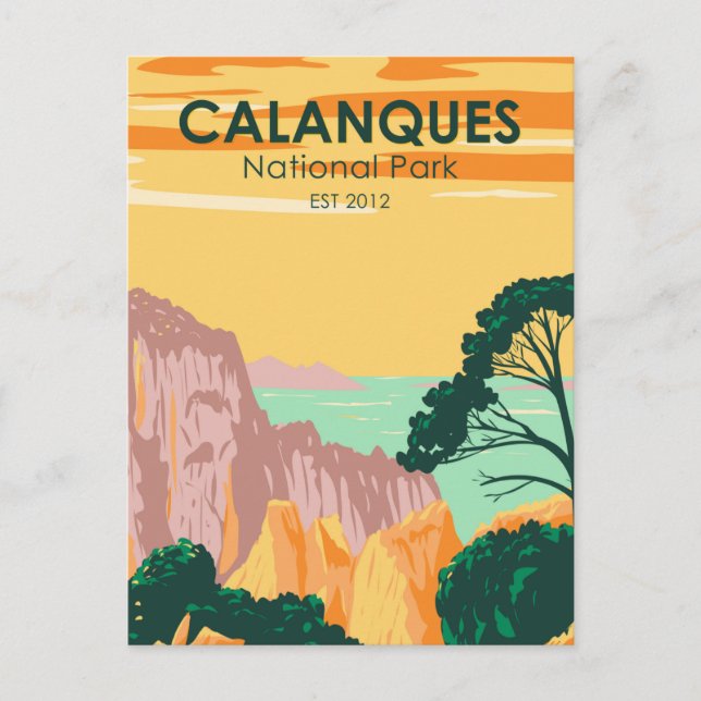 Calanques Nationalpark Frankreich Vintag Postkarte (Vorderseite)