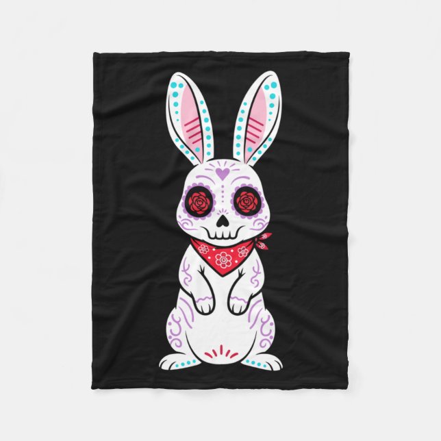 Calavera Bunny Rabbit Zucker-Schädel-Tag Der Fleecedecke (Vorderseite)