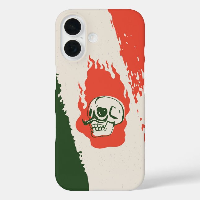 Calavera Caliente - flammender Schädel mit Mustach Case-Mate iPhone Hülle (Rückseite)