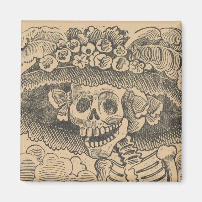 Calavera Catrina (Dapper Skelett) (Eleganter Schäd Magnet (Vorne)