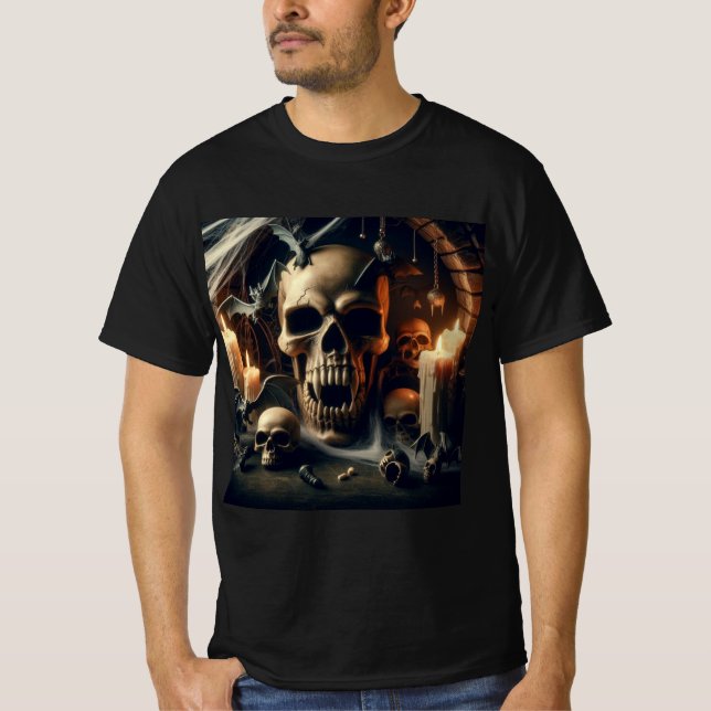 Calavera de Vampiro: Oscuridad y Elegancia T-Shirt (Vorderseite)