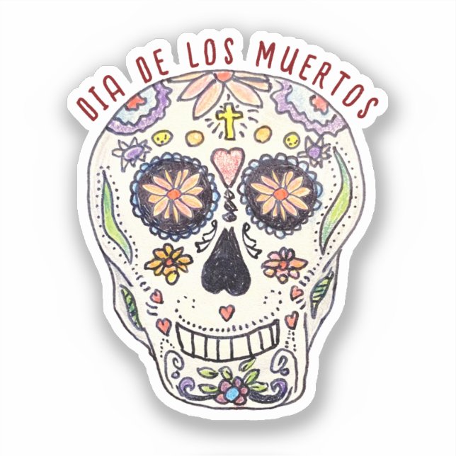 Calavera Dia De Los Muertos Aufkleber (Vorderseite)