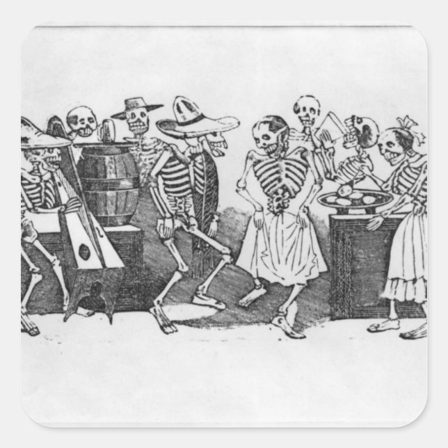 Calavera du jarabe d'outretombe' quadratischer aufkleber (Vorderseite)