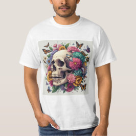 Calavera Floral: Belleza y Muerte T-Shirt