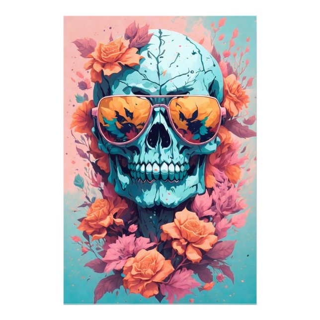 Calavera Floral Colorida Fotodruck (Vorne)