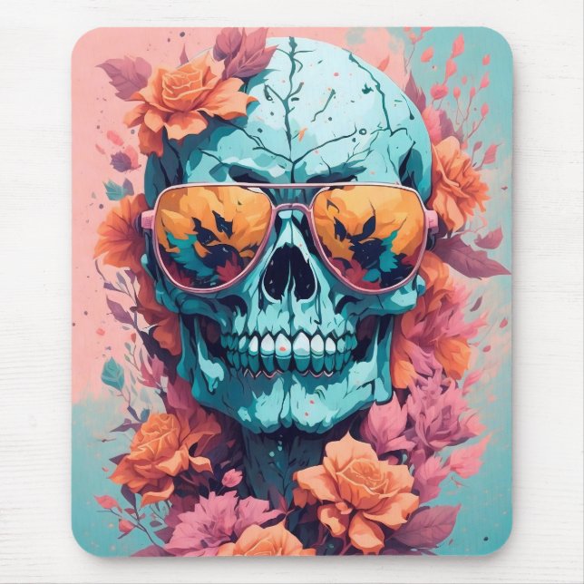 Calavera Floral Colorida Mousepad (Vorne)