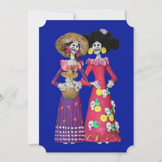 Calavera Freundinnen Tag der Toten Party Einladung (Vorderseite)