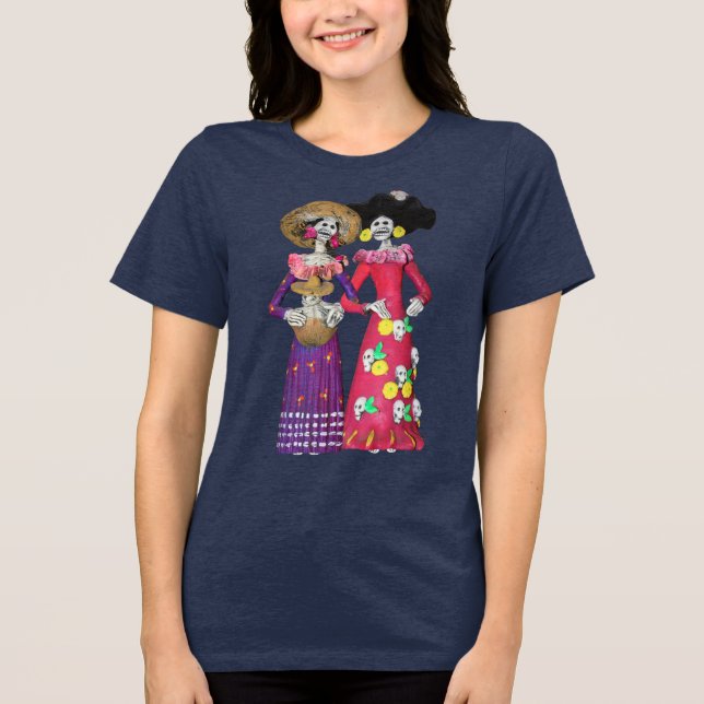Calavera Freundinnen Tri-Blend Shirt (Vorderseite)