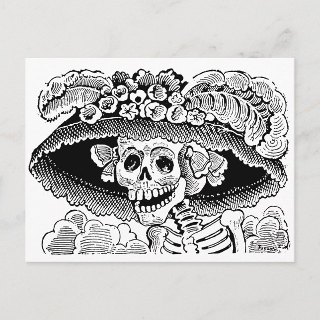 Calavera Garbancera von José Guadalupe Posada Postkarte (Vorderseite)