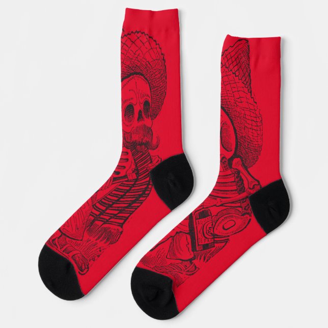 Calavera in Red Socken (Linkes Detail)