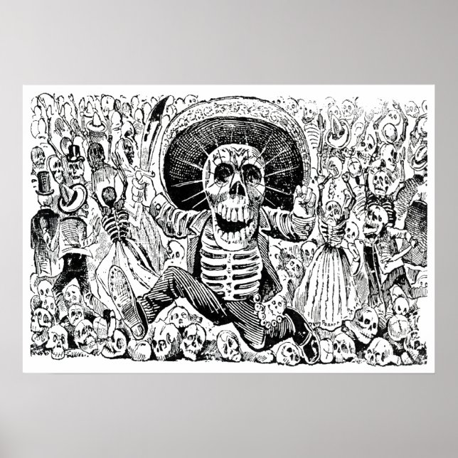Calavera Oaxaqueña von José Guadalupe Posada 1903 Poster (Vorne)