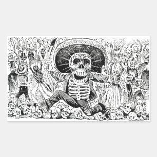Calavera Oaxaqueña von José Guadalupe Posada 1903 Rechteckiger Aufkleber