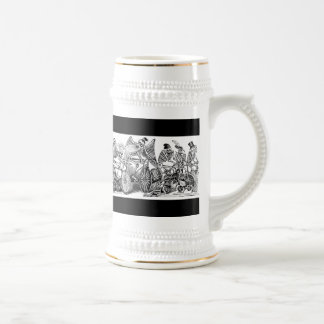 Calavera Radfahrer circa spätem 1800's Mexiko Bierglas