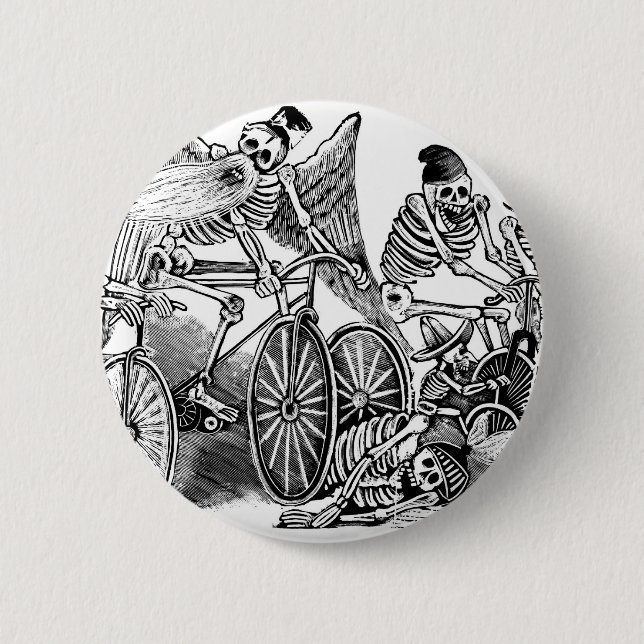 Calavera Radfahrer circa spätem 1800's Mexiko Button (Vorderseite)