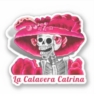 Calavera Red Dia De Los Muertos Aufkleber