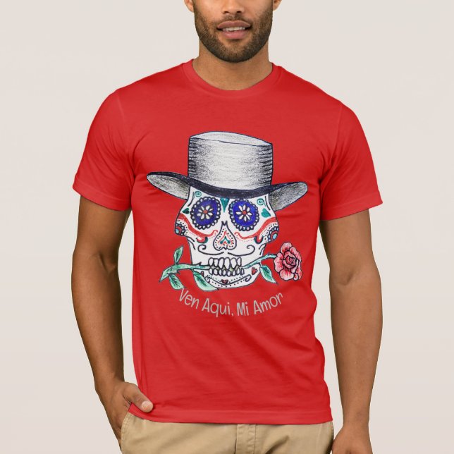 Calavera Rose Halloween T-Shirt (Vorderseite)