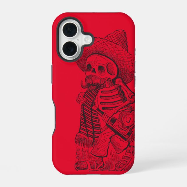 Calavera Rot iPhone 16 Hülle (Rückseite)