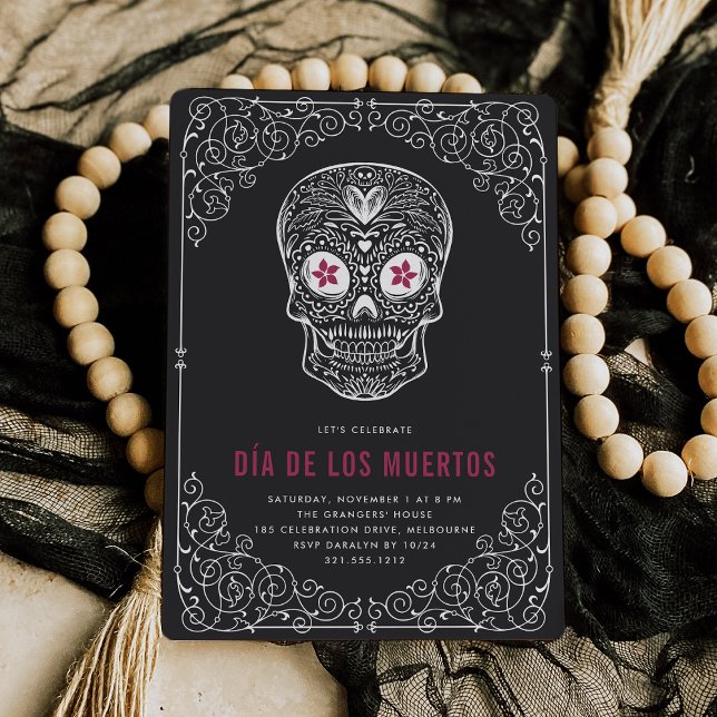 Calavera Skull Dia de los Muertos Party Einladung (Von Creator hochgeladen)