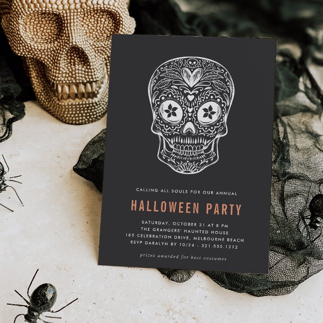 Calavera Skull Halloween-Party Einladung (Von Creator hochgeladen)