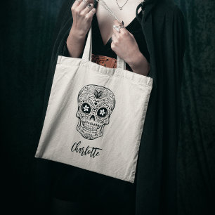 Calavera Skull Personalisiert Halloween Tragetasche