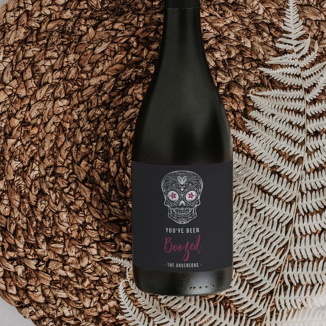 Calavera Skull Sie wurden zu Halloween gebootet Weinetikett (Von Creator hochgeladen)