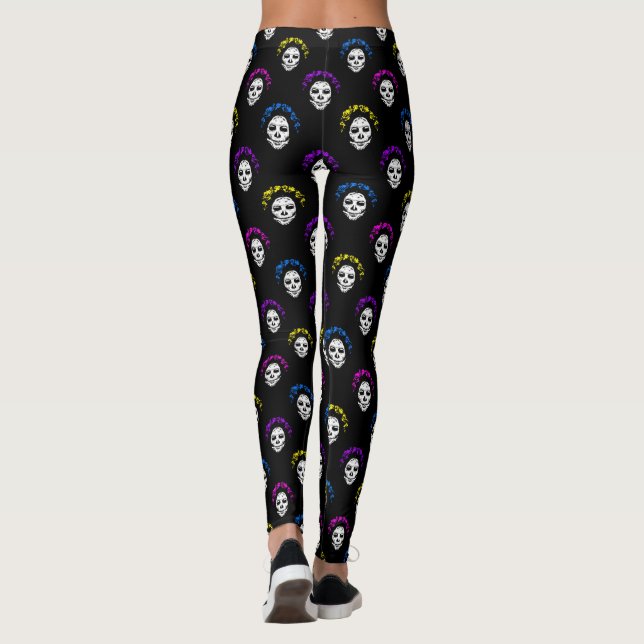 Calavera Skulls Pop Art Style Leggings (Rückseite)